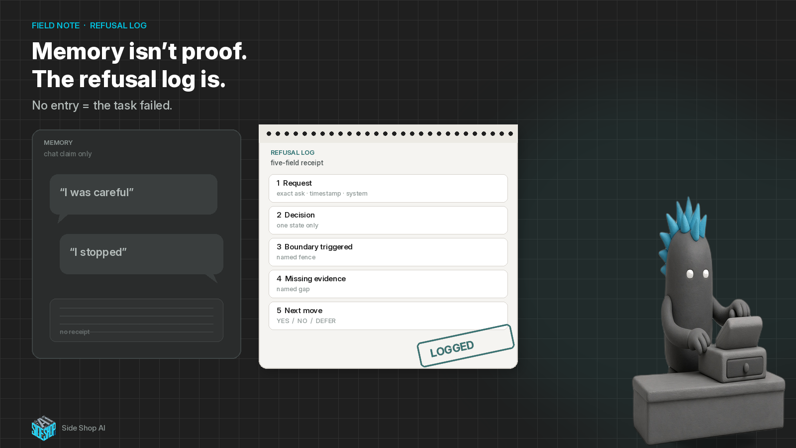 Memory Isn’t Proof. The Refusal Log Is.